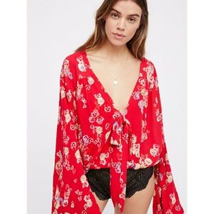 NWT Free People Forties Feels Red Bodysuit